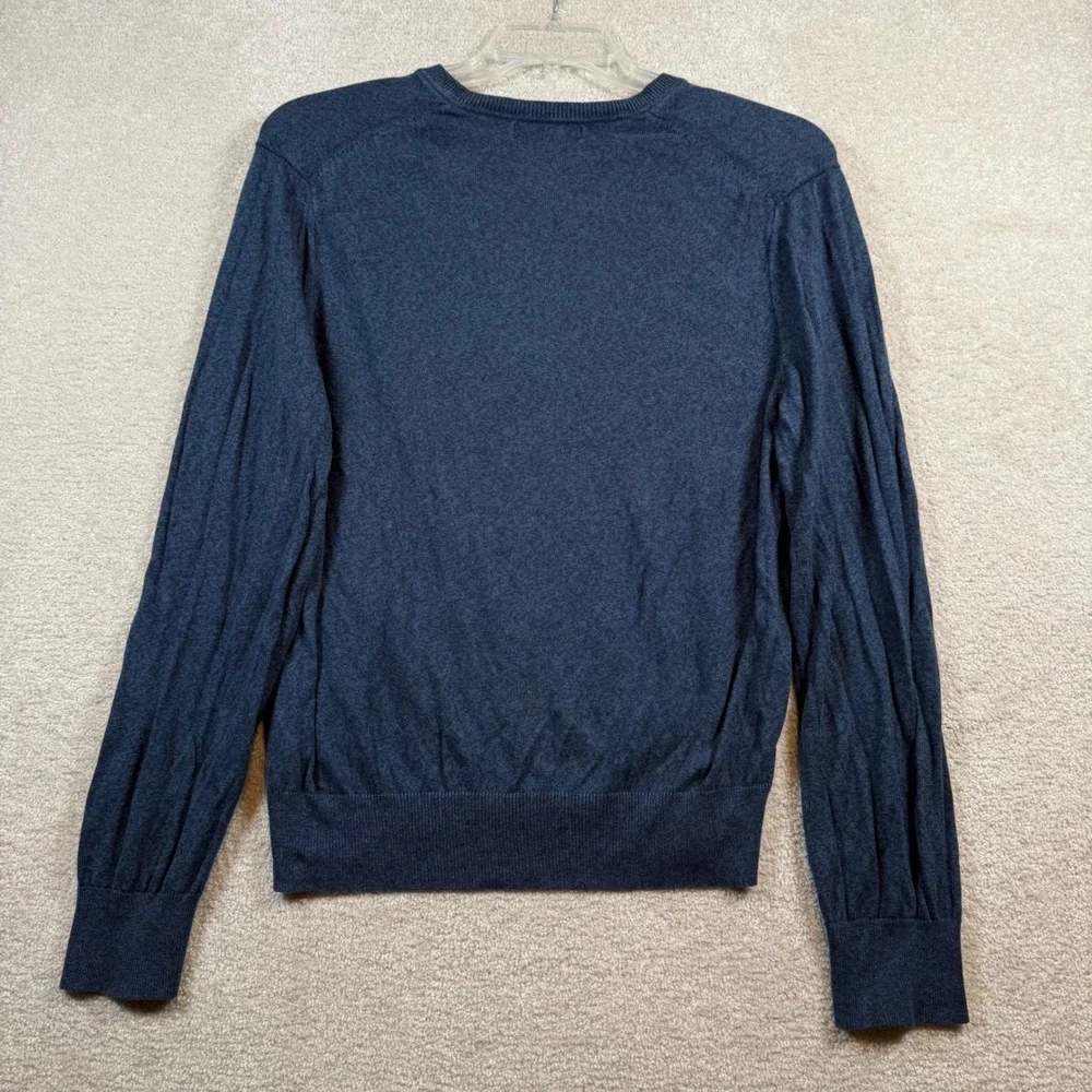 Banana Republic V-Neck Sweater Mens Large‎ Blue Silk Cashmere Blend Long Sleeve